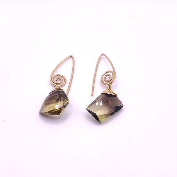 Gold Filled Citrine Earrings Handmade with Faceted Crystal Stones - Picture 4 of 6
